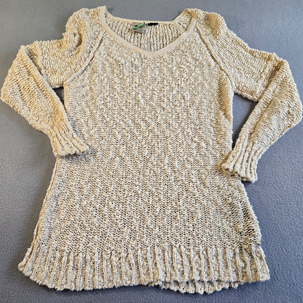 Harley-Davidson Sweater Womens Medium Cream Popcorn Knit V-Neck 96288-15VW